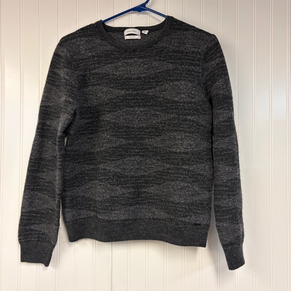 Calvin Klein Crewneck Heathered Charcoal Sweater XL Italian yarn